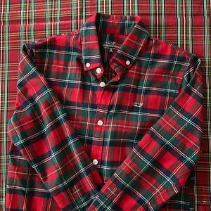 Boys, medium plaid, vineyard, vines, holiday shirt